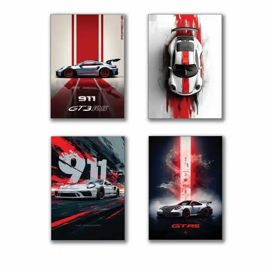 4 Pcs Luxury Car Wall Art Painting Set – Premium MDF Wall Decor for Home & Office